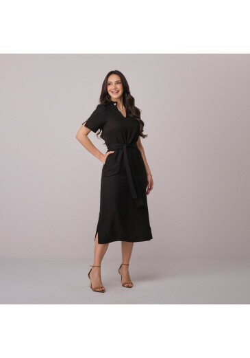 Vestido Aurora Em Flow Lolis Twill Preto Tata Martello Primavera/Verão 2026
