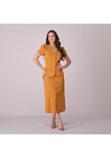 Conjunto Celma Em Alfaiataria Twill Caramelo Tata Martello Primavera/Verão 2026
