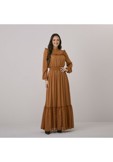 Vestido Flavia Em Crepe Caramelo Tata Martello Outono/Inverno 2026