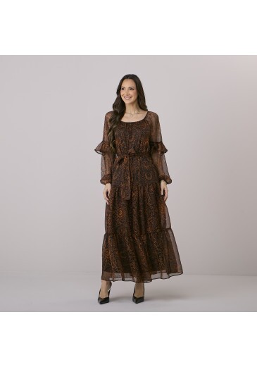 Vestido Milene Em Crepe Marrom Tata Martello Outono/Inverno 2026