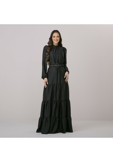 Vestido Giana Em Satin Preto Tata Martello Outono/Inverno 2026