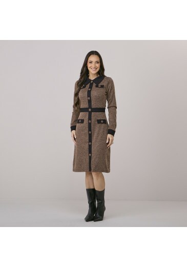 Vestido Cristina Em Malha Chevron Tata Martello Outono/Inverno 2026