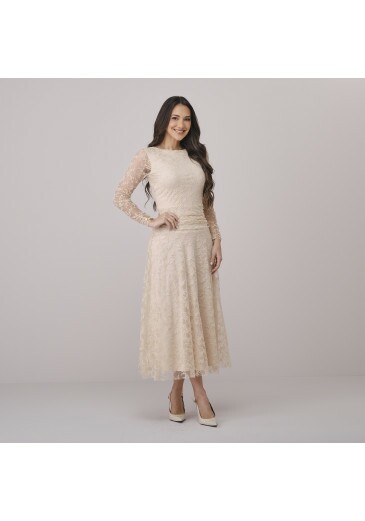 Vestido Tabata Em Tule Flocado Off White Tata Martello Outono/Inverno 2026