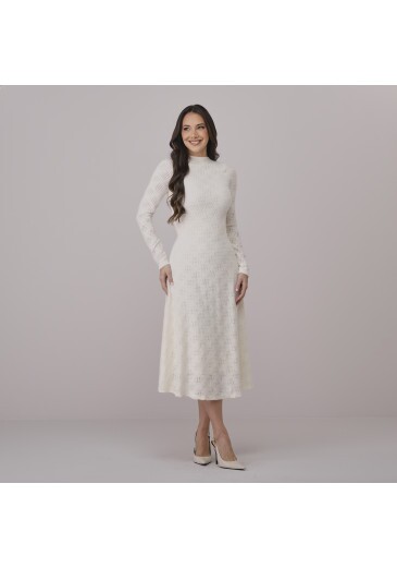 Vestido Maisa Em Malha Texturizada Branco Tata Martello Outono/Inverno 2026