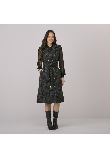 Vestido Fran Em Tweed Preto Tata Martello Outono/Inverno 2026
