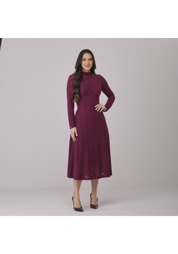 Vestido Maisa Em Malha Texturizada Vinho Tata Martello Outono/Inverno 2026