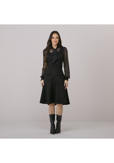 Vestido Lia Em Scuba Suede Preto Tata Martello Outono/Inverno 2026