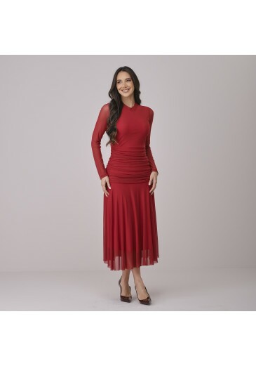 Vestido Amabia Em Tule Vermelho Tata Martello Outono/Inverno 2026