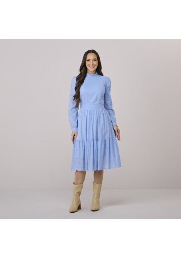 Vestido Mayra Em Laise Azul Tata Martello Outono/Inverno 2026