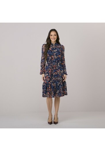 Vestido Mariele Em Crepe Azul Tata Martello Outono/Inverno 2026