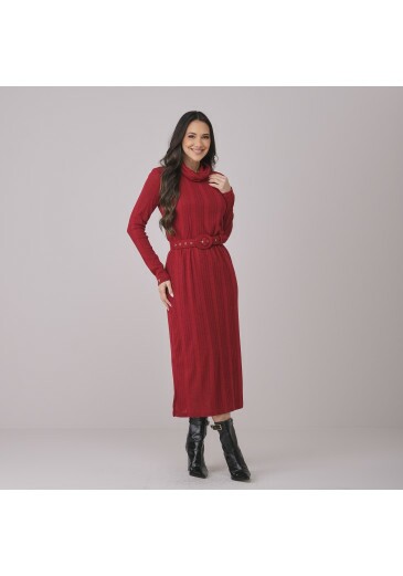 Vestido Jessica Em Malha Rib Vermelho Tata Martello Outono/Inverno 2026