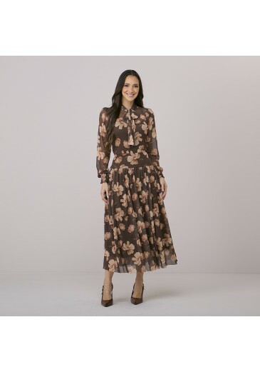 Vestido Liliane Em Tule Marrom Tata Martello Outono/Inverno 2026