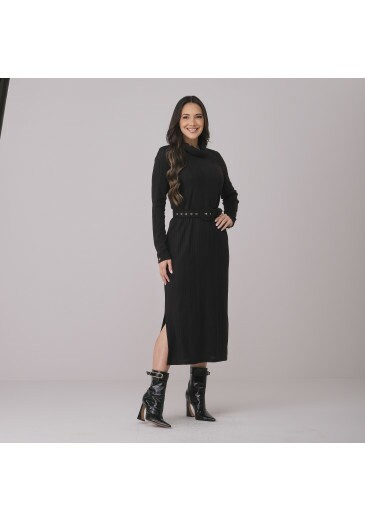 Vestido Jessica Em Malha Rib Preto Tata Martello Outono/Inverno 2026