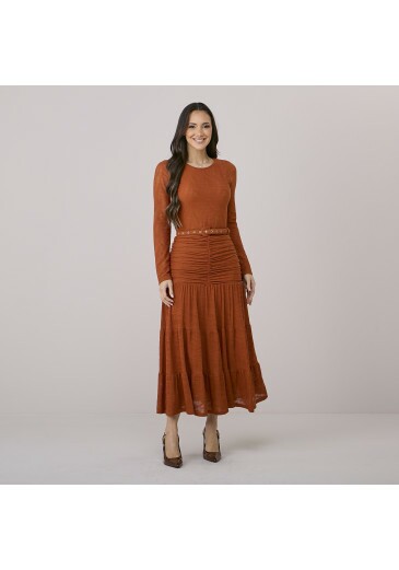 Vestido Elsa Em Renda Caramelo Tata Martello Outono/Inverno 2026