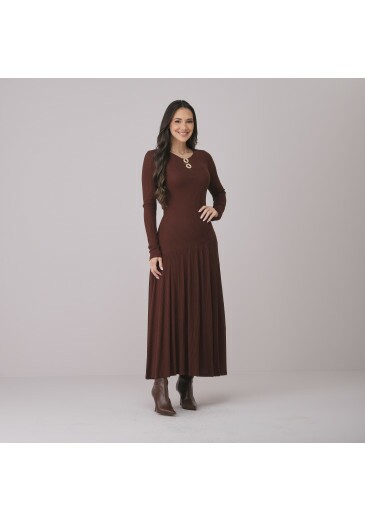 Vestido Sarah Em Malha Volare Marrom Tata Martello Outono/Inverno 2026