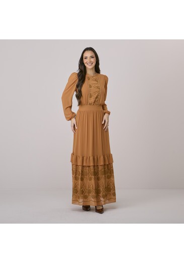 Vestido Karen Em Crepe Caramelo Tata Martello Outono/Inverno 2026