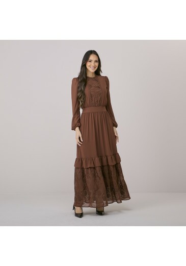 Vestido Karen Em Crepe Marrom Tata Martello Outono/Inverno 2026