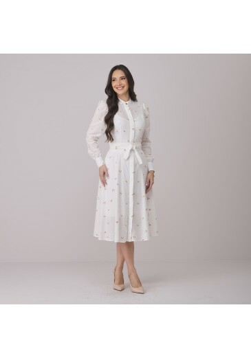 Vestido Meire Em Bordado Algodão Branco Tata Martello Outono/Inverno 2026