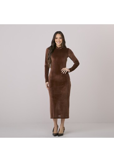 Vestido Joana Em Veludo Marrom Tata Martello Outono/Inverno 2026