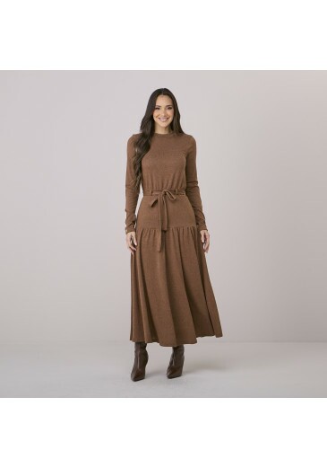 Vestido Juliana Em Lanzinha Marrom Tata Martello Outono/Inverno 2026