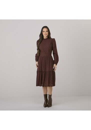 Vestido Mayra Em Laise  Marrom Tata Martello Outono/Inverno 2026