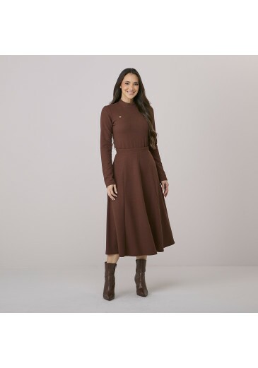 Conjunto Gisele Em Malha Marrom Tata Martello Outono/Inverno 2026