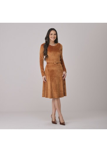 Vestido Flavia Em Corduroy Caramelo Tata Martello Outono/Inverno 2026