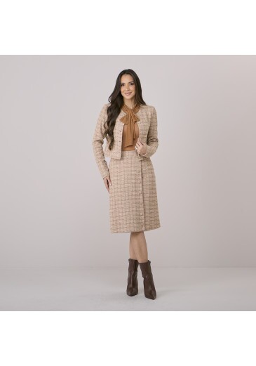 Conjunto Suelen Em Tweed Bege Tata Martello Outono/Inverno 2026