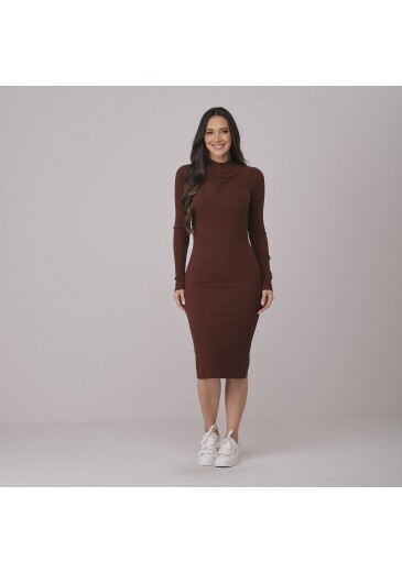 Vestido Elisa Em Malha Allure Marrom Tata Martello Outono/Inverno 2026