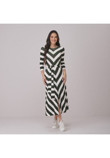 Vestido Micaela Em Malha Listrada Verde Tata Martello Outono/Inverno 2026