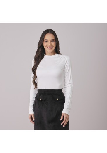 Blusa Elis Em Malha Suede Branco Tata Martello Outono/Inverno 2026
