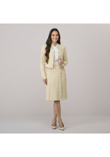 Conjunto Suelen Em Tweed Amarelo Tata Martello Outono/Inverno 2026
