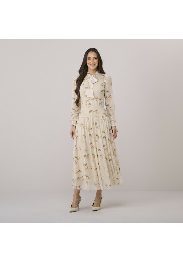 Vestido Liliane Em Tule Bege Tata Martello Outono/Inverno 2026