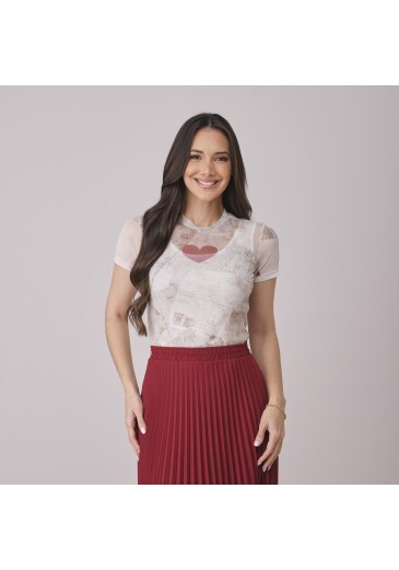 Blusa Amanda Em Tule Estampado Tata Martello Outono/Inverno 2026