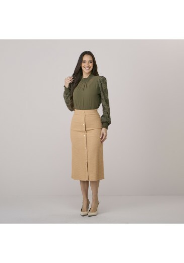 Saia Flora Em Tweed Bege Tata Martello Outono/Inverno 2026