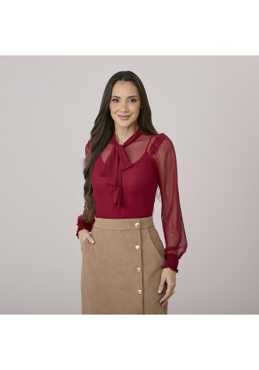 Blusa Neide Em Tule Marsala Tata Martello Outono/Inverno 2026