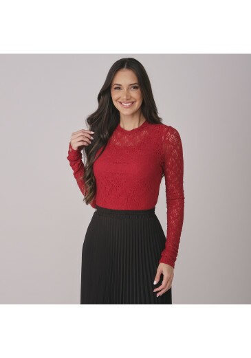 Blusa Mila Em Renda Vermelho Tata Martello Outono/Inverno 2026