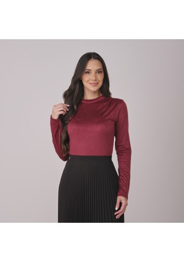 Blusa Elis Em Malha Suede Bordô Tata Martello Outono/Inverno 2026