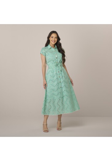 Vestido Alessandra Em Laise Bicolor Verde Tatá Martello Primavera/Verão 2027