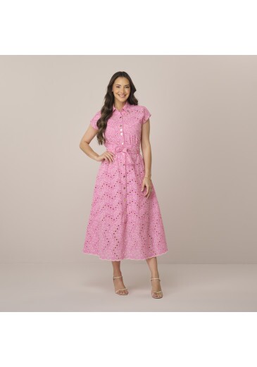 Vestido Alessandra Em Laise Bicolor Rosa Tatá Martello  Primavera/Verão 2027