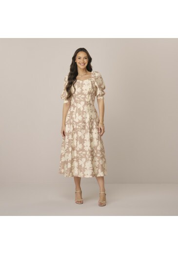Vestido Laura Em Bamboo Rayon Bege Tatá Martello  Primavera/Verão 2026