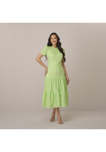 Vestido Penelope Em Laise Verde Tatá Martello Primavera/Verão 2027