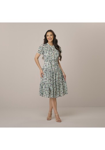 Vestido Milena Em Ava Print Verde Tata Martello Primavera/Verão 2026