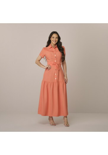Vestido Lucia Em Alfaiataria Toscana Coral Tatá Martello Primavera/Verão 2026