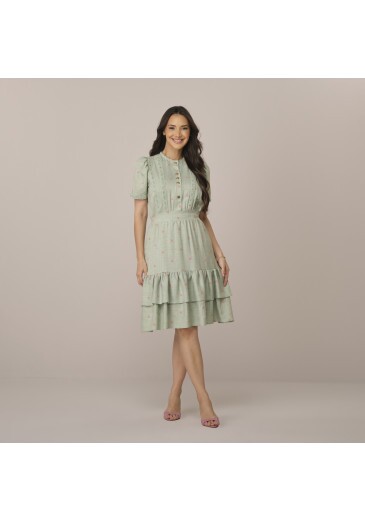Vestido Angela Em Bordado Lolis Verde Tatá Martello  Primavera/Verão 2027