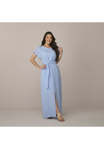 Vestido Sasha Em Viscolinho Azul Tata Martello Primavera/Verão 2026