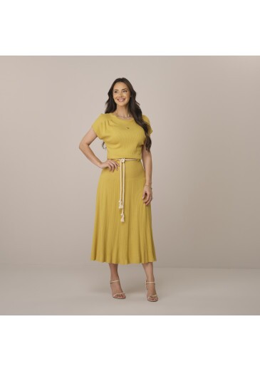 Vestido Manuela Em Malha Volare Mostarda Tata Martello Primavera/Verão 2026