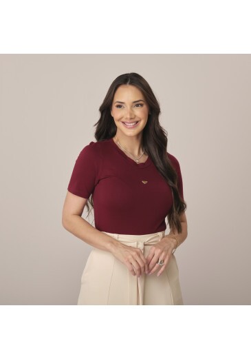 Blusa Kiara Em Malha Pima Premium Bordô Tata Martello Primavera/Verão 2026