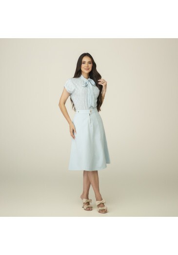 Saia Graciela Em Jeans Com Elastano Azul Tata Martello Primavera/Verão 2027