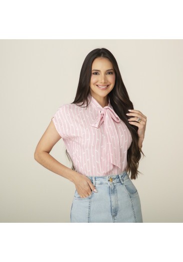 Blusa Tania Em Algodão Stripe Rosa Tata Martello Primavera/Verão 2027